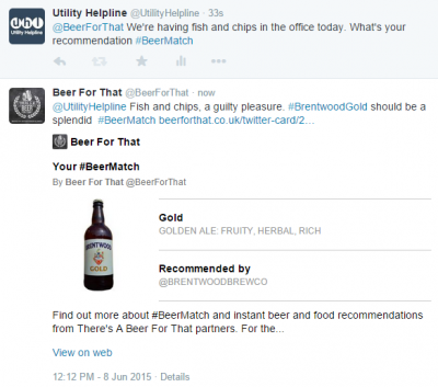 Utility Helpline beer reccomendation