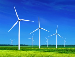 Wind turbines Windfarms providing electricity for future UK businesses